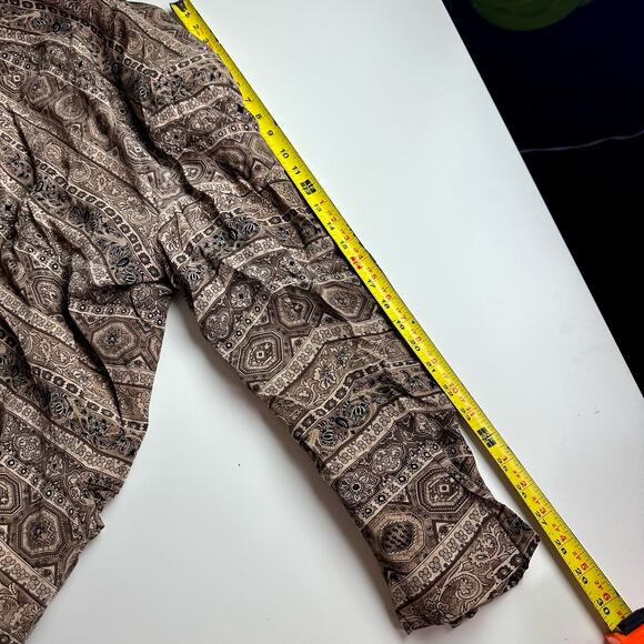 Talbots Women's 16 Vintage Label 100% Silk Tan & Brown One Button Blazer Jacket - Picture 9 of 9